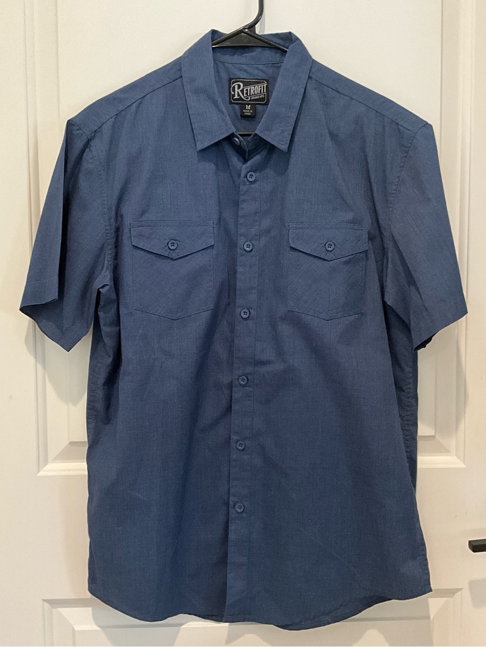 Retrofit Brand MFG Blue Utility Button-Up Shirt Men's Medium | Short Sleeve